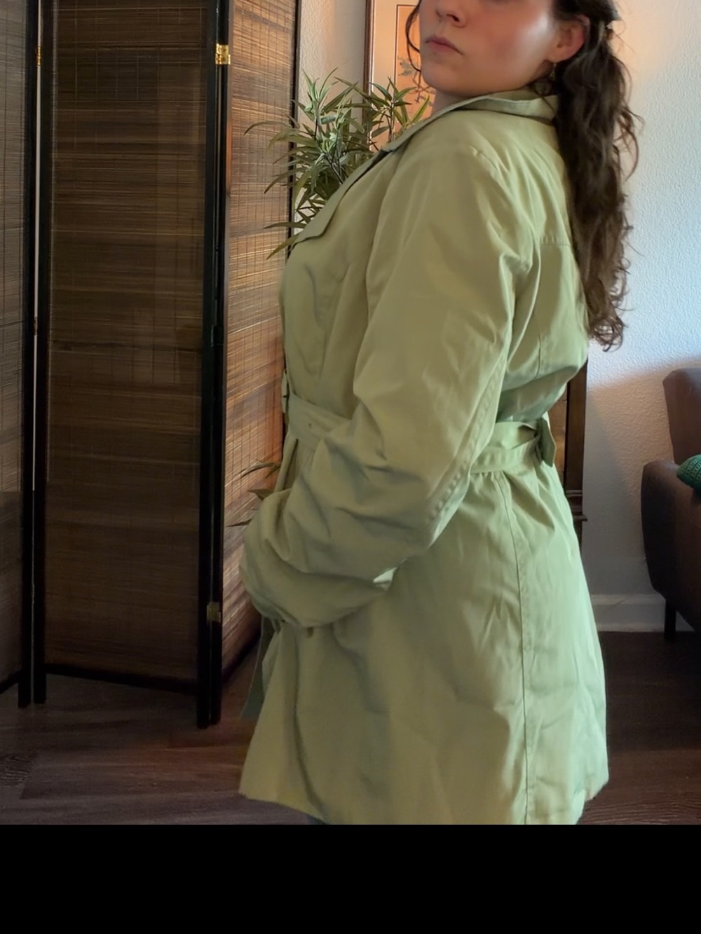 London Fog Green Belted Trench Coat XL - Picture 6 of 8
